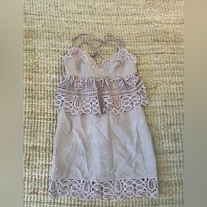 Gianni Bini Peplum Lace Overlay Dress in Light Purple Mauve size 6